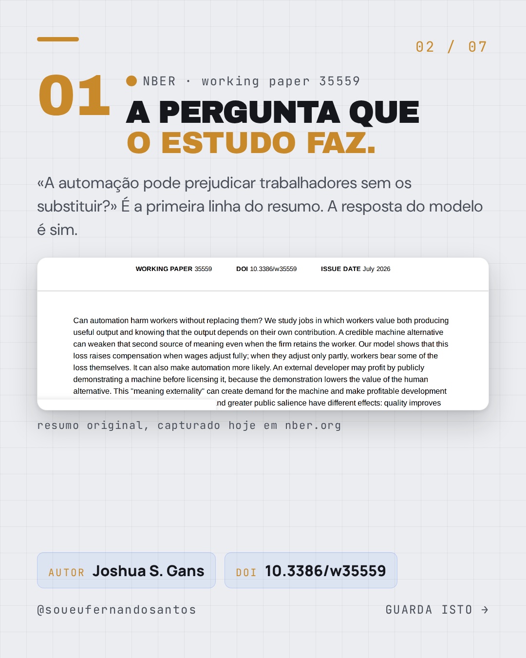 A pergunta do estudo